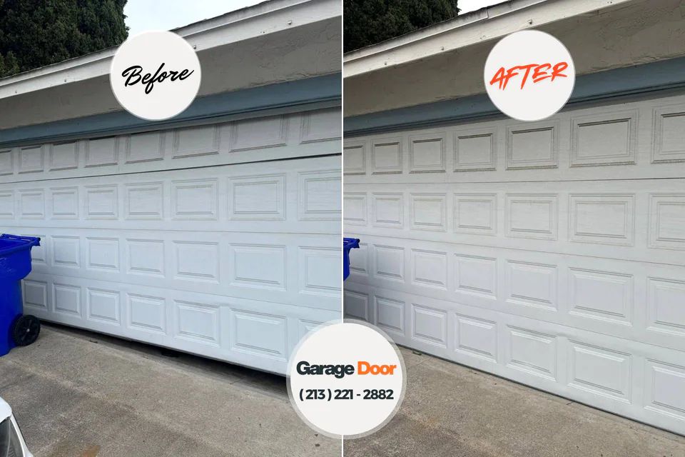 Before and after: garage door repair Hobart, OK